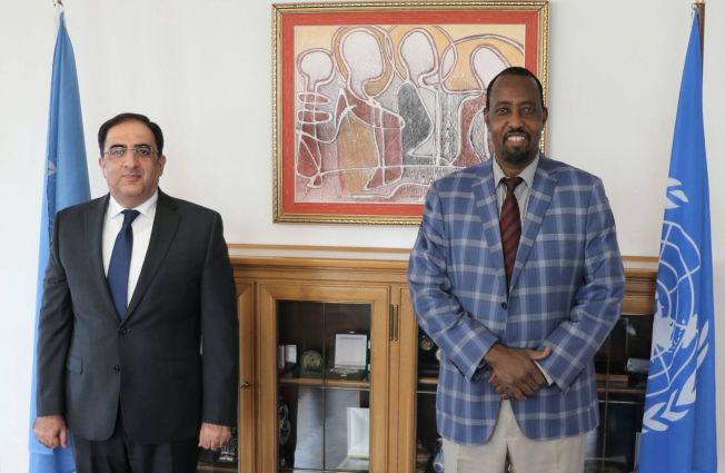 The meeting of Ambassador Andranik Hovhannisyan with Bishar Hussein, Director General of the Universal Postal Union (UPU)