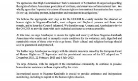 HRC54 – Joint Statement Situation in Nagorno-Karabakh