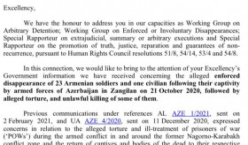 ՄԱԿ Հատուկ մանդատակիրները Ադրբեջանին մեղադրանք են ներկայացրել23  հայ զինծառայողի և 1 քաղաքացիական անձի բռնի անհետացման վերաբերյալ